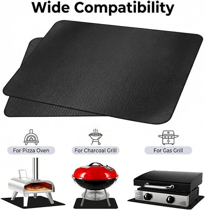 UBeesize 30 x 24 Inch 3-Layer Under Grill Mat For Outdoor Grill, Fireproof Double-Sided Silicone Coated Fire Pit Mat, Waterproof Oil-Proof Stain-Proof BBQ Protector for Decks, Patios，Grass & Fireplace