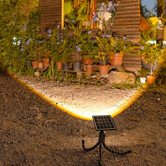 SUNGOOYUE Solar Lights Outdoor, Octopus Style, 2 Lighting Modes, Grill Stand, Flexible Octopus Tripod Light for Terrace, Fence, Garden, Camping, Patio