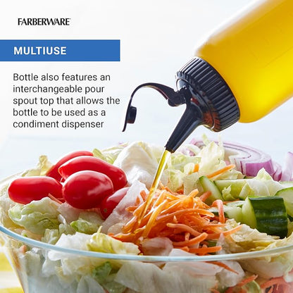 Farberware BBQ Squeeze Bottle Basting Brush Set- Flavorful Cooking Indoors and Outdoors, Markings for Measuring, Dishwasher Safe