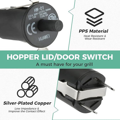2 Pack 9904190041 Hopper Lid Door Switch Kit Replacement for Masterbuilt Gravity Series 560/800/1050 XL & Digital Charcoal Grill & Smokers with Mounting Screws
