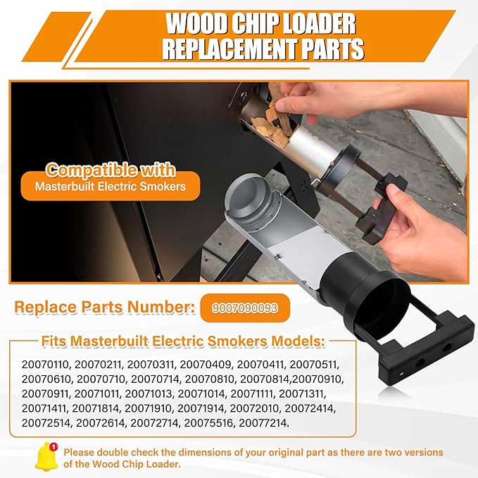 Wood Chip Loader for Masterbuilt Electric Smokers, 3" Diameter Version, Replacement Parts: 9007090093, Fit for Masterbuilt Electric Smokers 20070411, 20070910, 20071011, 20071411, 20072414 etc.