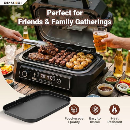 Grill Griddle Plate XSKGRIDLXL Griddle Pan for Ninja Woodfire Pro XL OG800 OG900 Series, Heavy-Duty Non-Stick Griddle Pan with Oil Hole, Ninja Grill Flat Top Griddle Plate Accessories OG850 OG951