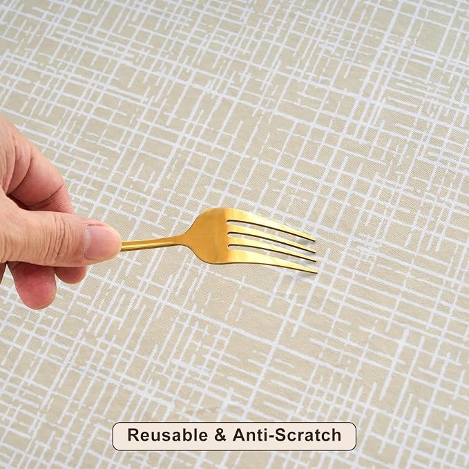LIBERECOO Heavy Duty Vinyl Tablecloth with Flannel Backing Waterproof Oil-Proof Plastic Table Cloth Stain-Resistant Wipeable Rectangle or Square Table Cover for Indoor and Outdoor 54 x 54 Inch