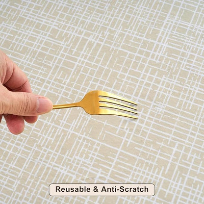 LIBERECOO Heavy Duty Vinyl Tablecloth with Flannel Backing Waterproof Oil-Proof Plastic Table Cloth Stain-Resistant Wipeable Rectangle or Square Table Cover for Indoor and Outdoor 60 x 84 Inch