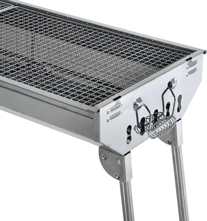 New Large 36 in x 13 in Russian Style Stainless Steel Portable Folding Charcoal BBQ Grill Camping Fishing House Party or in Park Nature Шашлык Грилл (Special Order, Allow Extra Time for Delivery)