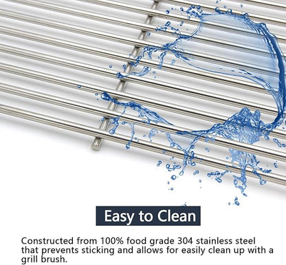 Hongso 23 1/4" SUS304 Stainless Steel Cooking Grates 54911 Replacement for Viking VGBQ 30" T Series, VGBQ 41" T Series, VGBQ 53" T Series, VGBQ300T VGBQ0302T VGBQ3002RT VGBQ4103RT Gas Grill