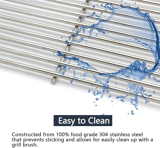 Hongso 304 Stainless Steel Grid Grates 54911 Replacement for VGBQ 30" T Series, VGBQ 41" T Series, VGBQ 53" T Series, VGBQ300T, VGBQ0302T, VGBQ3002RT, VGBQ4103RT Gas Grill, 23 1/4" x 11 1/2", 3 Pack