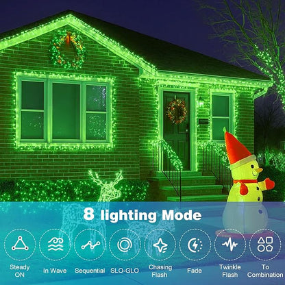 500LED Outdoor Christmas Lights, 164FT String Lights (Green) | IP44 Waterproof,8 Modes,Remote control 3 Timers & Memory Function, Ideal Indoor & Outdoor Christmas Tree Holiday Decorations