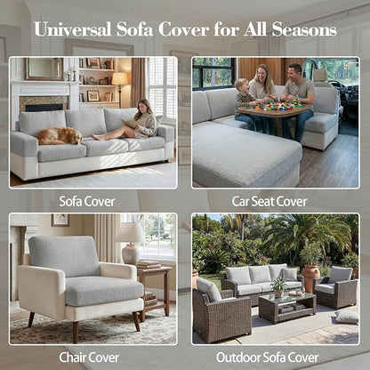 OHSIO Couch Cushion Covers for Sectional Sofa, Stretch Soft Sofa Slipcovers Washable Wear-Resistant Universal Furniture Protector for Living Room(1 Piece Armrest Cover, Light Gray)