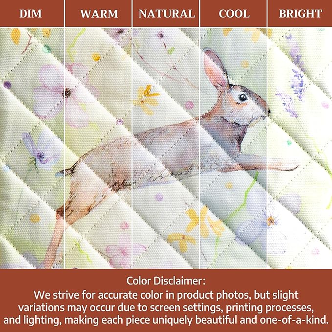 Maison d' Hermine Pot Holders 100% Cotton Heat Resistant Potholders 8" x 8" Hot Pads with Loop BBQ Cooking Baking Hotel Farmhouse Kitchen Handling Hot Pans Spring Summer (Pack of 1, Easter Zest)