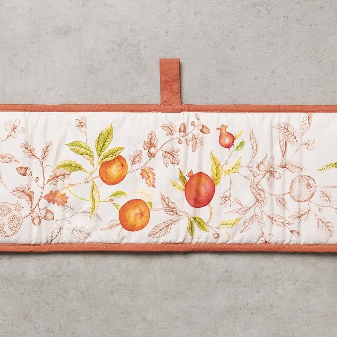 Maison d' Hermine Double Oven Mitts 100% Cotton Double Oven Glove (7"x35") | Heat Resistant BBQ Cooking Gloves with Loop Baking Kitchen Home Hotel Farmhouse Thanksgiving Christmas - Vintage Harvest