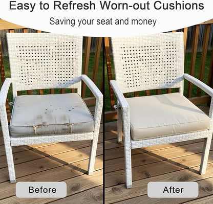NettyPro Outdoor Cushion Slipcovers Waterproof 4 Pack Patio Chair Seat Cushion Covers with Zipper and Tie, 22 x 20 x 4 Inch, Replacement Cover Only, Khaki