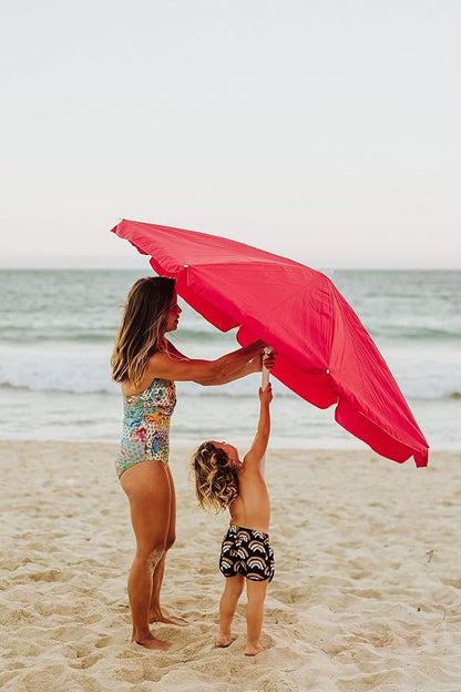 PICNIC TIME 5.5 Ft Portable Beach Umbrella, Lightweight UV Protection Sunshade with Tilt Pole & Carry Bag, Outdoor Canopy Umbrella for Beach, Sand, Pool, Patio, Camping, Travel, or Backyard Shade, (Red)