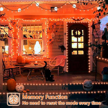 YEGUO 165ft 500 LED String Lights Outdoor Waterproof, Orange Christmas Lights Indoor, Green Wire Twinkle Tree Light Plug in with 8 Modes Timer Memory