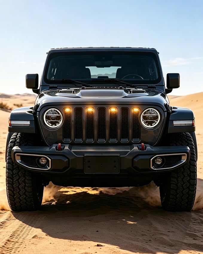 LED Grill Lights for Jeep Wrangler JL JLU 2018-2023 Accessories | Amber Front Bumper Marker Light, IP67 Waterproof, Clip-on Plug & Play, Running Lamp for Wrangler JL JLU Rubicon Sahara, 4pcs