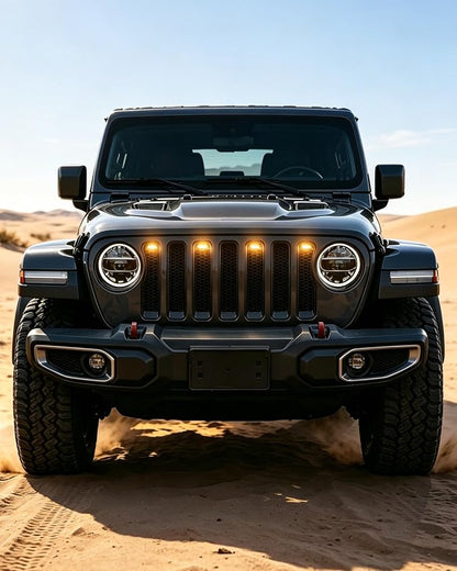 LED Grill Lights for Jeep Wrangler JL JLU 2018-2023 Accessories | Amber Front Bumper Marker Light, IP67 Waterproof, Clip-on Plug & Play, Running Lamp for Wrangler JL JLU Rubicon Sahara, 4pcs
