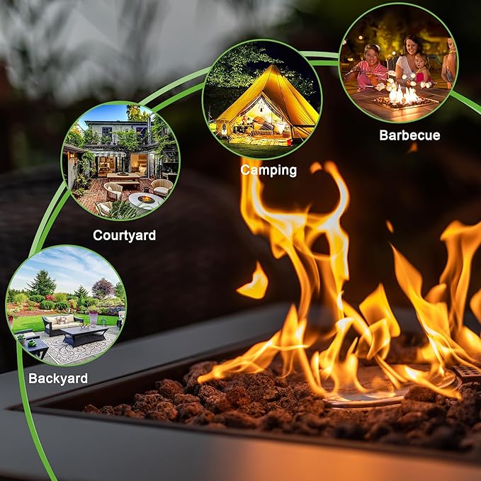 Outdoor Fire Pit Table, 50,000 BTU Gas Firepit, 28 Inch Propane Fireplace for Outside Patio Deck and Garden, CSA Certified Fire Dinning Table with Lid and Lava Rock, Mocha