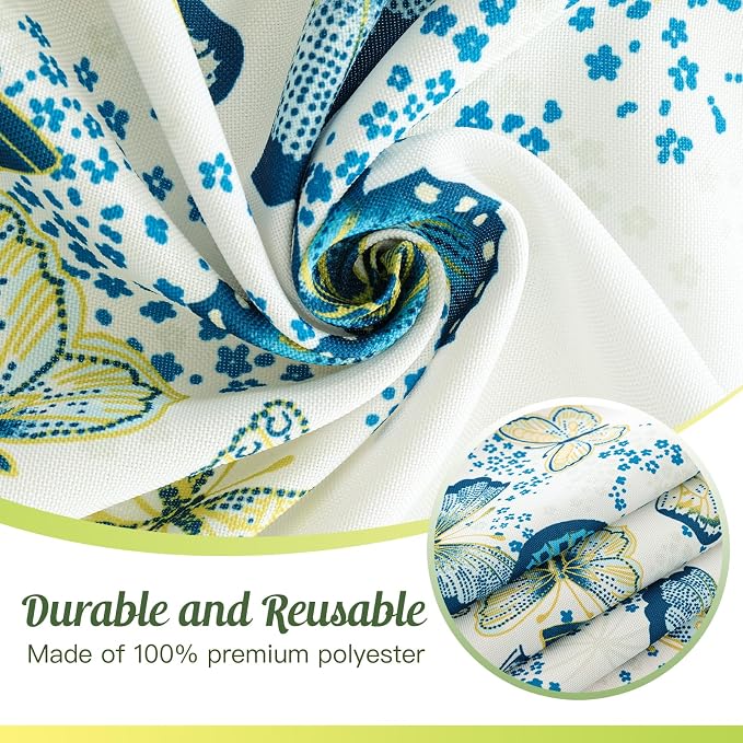 UMINEUX 60" Outdoor Round Tablecloth with Umbrella Hole and Zipper | Spring/Summer Waterproof Round Patio Table Cover for Picnic/BBQ/Garden, Green Butterfly
