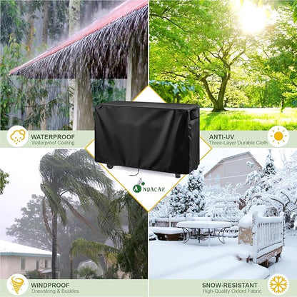 Outdoor 52 in Prep Table Cover for Keter Unity XL Portable Table Rolling Cabinet Bar, Waterproof Dining Cart Cover Heavy Duty Tool Chest Covers - 52"L×22"W×36"H, Black