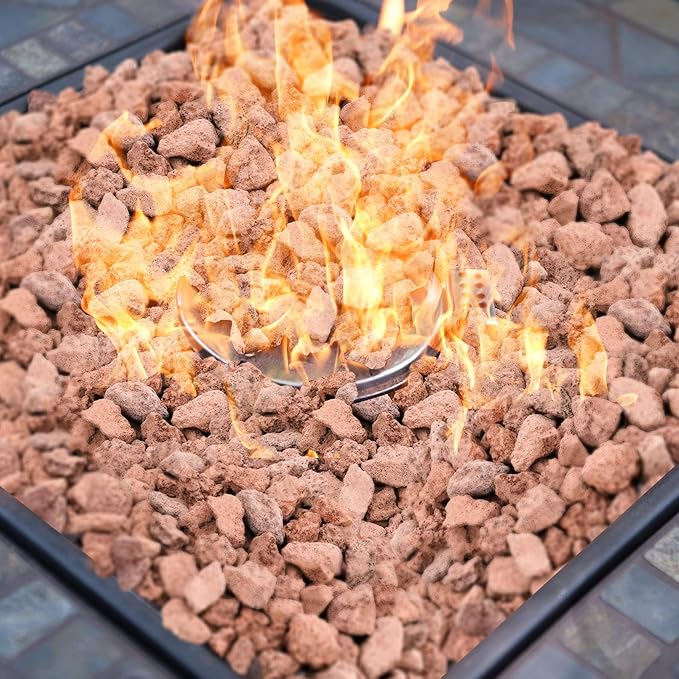 Onlyfire Red Lava Rock 10 Pounds Volcanic Lava Stones for Indoor Outdoor Fire Pits Fireplaces Gas Grill and Landscaping, 0.3-0.6 Inch