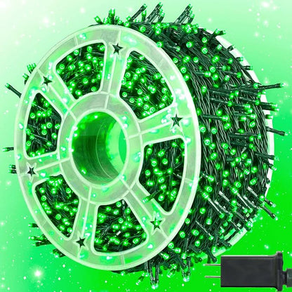 kemooie 500 LED Green St. Patrick's Day Lights, 164 FT Waterproof Fairy String Lights with 8 Modes & Memory Function, Plug in Outdoor String Light for Xmas Garden Balcony St. Patrick's Day Decor