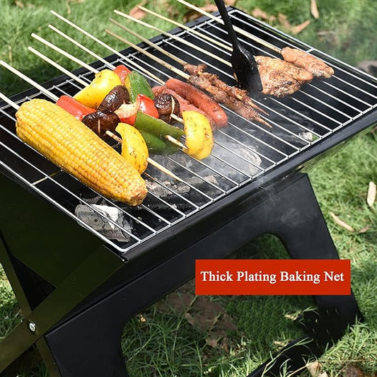 Foldable Charcoal Grill, Portable BBQ Barbecue Grill Lightweight Simple Grill for Outdoor Cooking Camping Hiking Picnics Garden Travel Suitable for 3-5 people