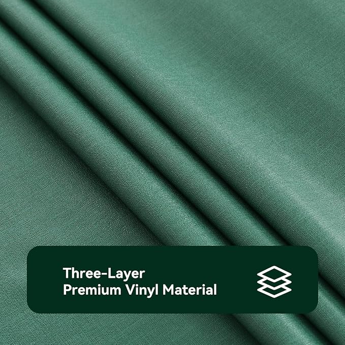 Romanstile Christmas 100% Waterproof PVC Tablecloth, Square Oil Spill Proof Stain Resistant Vinyl Table Cloth, Wipe Clean Plastic Table Covers for Kitchen/Dining/Parties - 54 x 54 Inch, Dark Green