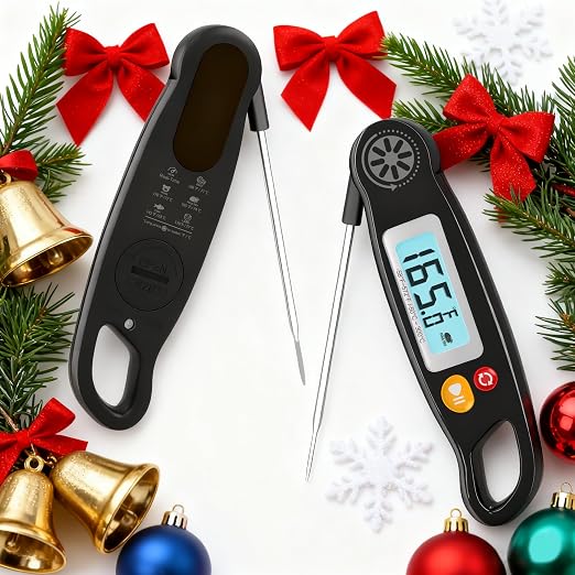 Meat Thermometer Digital - Instant Read Food Thermometer with Backlight for Cooking Grilling Baking Kitchen Candy BBQ Oil Liquid, Backlit Display, Battery Included