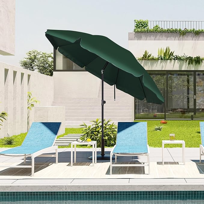 Blissun 6.5ft Patio Umbrella with Push Button Tilt & Height Adjustable, UV50+ Sun Protection with Sturdy Fiberglass Ribs & Iron Pole, Market Umbrella for Outdoor Table Garden Backyard Beach