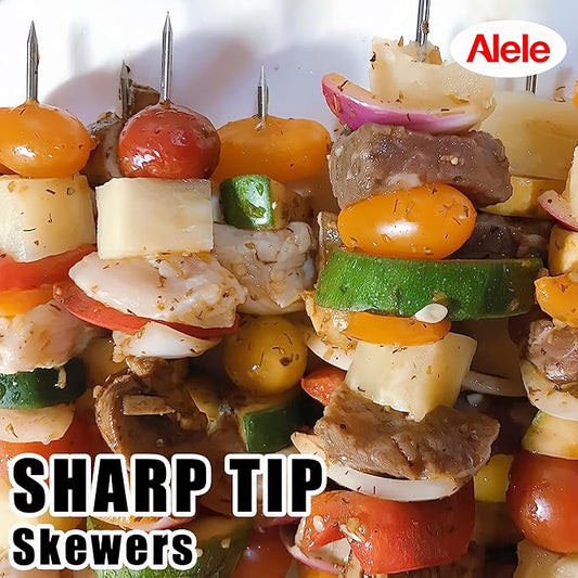 8 Inch Stainless Steel Barbecue Skewers,Alele Roast goose needle, Mini BBQ Skewers, Shish Kebab Kabob Skewers (50p)