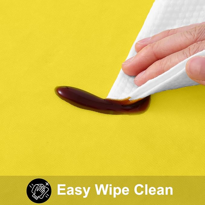 Smiry Rectangle Table Cloth 60x102 Inch, Waterproof Wipeable Vinyl Tablecloths Protector, Oil Spill Proof Plastic Table Cover for Dining, Picnic, Camping, Outdoor, Yellow