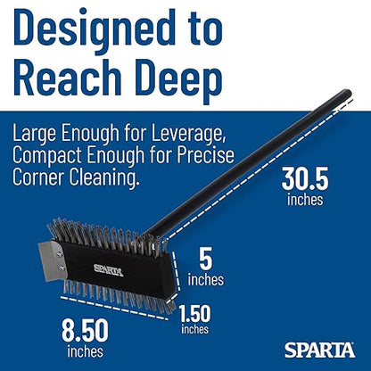 SPARTA 4029000 Stainless Steel Grill Brush, Grill Scraper With Metal Bristles, 30.5 Inches, Black, (Pack of 6)