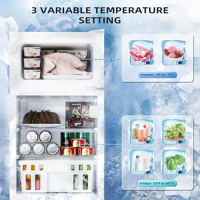 Antarctic Star 3.1 Cu.Ft.Compact Refrigerator with Freezer,Mini Fridge 2-Door with Adjustable Removable Shelves,For kitchen/Apartment/Dorm/Office,WHITE