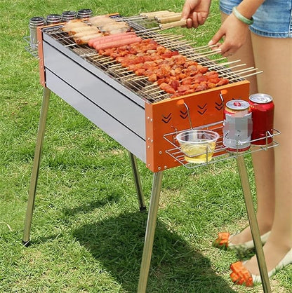 Foldable and Portable Barbecue Grill Stainless Steel Home Charcoal For Garden Backyard Camping Heat Resistant