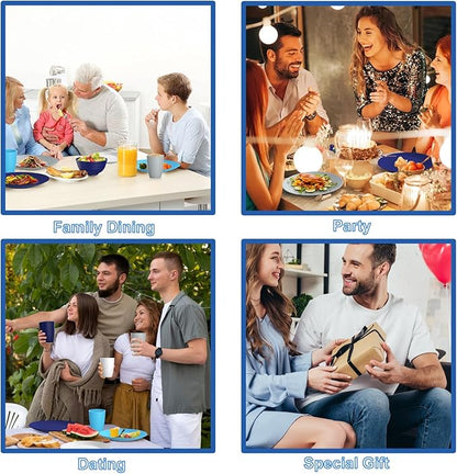 Dinnerware Set 40 PCS Wheat Straw Dishes Set - Service for 8 Unbreakable Plastic Dish Set Microwave Safe Plates and Bowls Sets Lightweight Cups Sets Outdoor Dishes - Island Colors