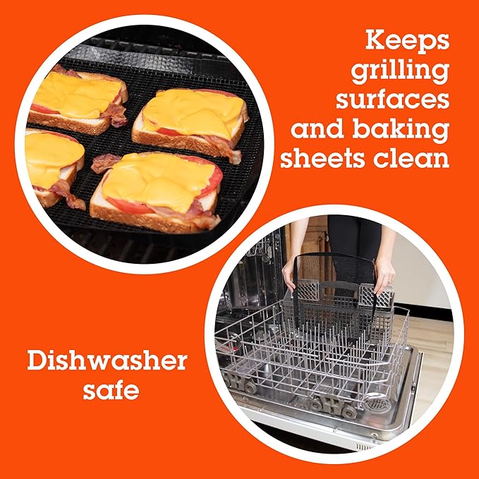 BBQ Grilling Mesh Basket 2 Pack (12"x12") Heavy Duty 100% Non Stick Reusable Grilling Basket for Indoor Cooking & Outdoor Barbecue Grilling - Raised Sides to Keep Food Inside - Great Father's Day Gift