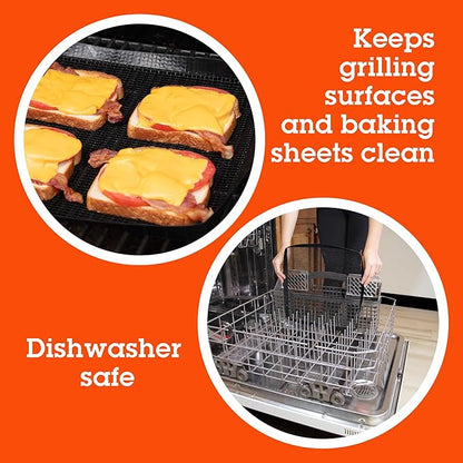 BBQ Grilling Mesh Basket (12x12")- Heavy Duty 100% Non Stick Reusable Grilling Basket for Indoor Cooking and Outdoor Barbecue Grilling - Raised Sides Keeps Food Inside- Father's Day Gift for Dad