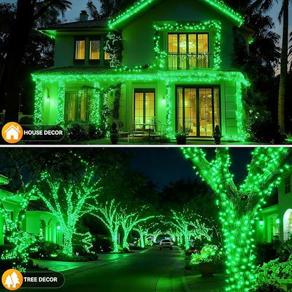 Solar String Lights Outdoor Waterproof 2 Pack Total 66ft 200LED Green | 8 Modes Twinkle Lights Solar Fairy Lights for Patio, Garden Yard Party Wedding Tree Christmas Halloween Decoration