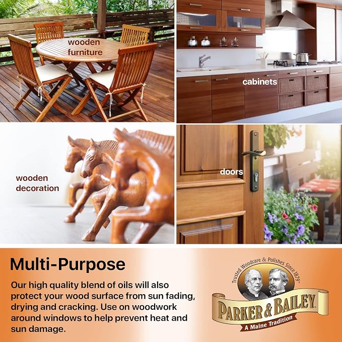 Parker & Bailey Orange Oil Polish, Natural Orange Scented Furniture Cleaner & Wood Table Cleaner, Cleans, Renews & Restores a Finish for Wood, Protects from Drying or Cracking, Shiny Finish, 16 oz