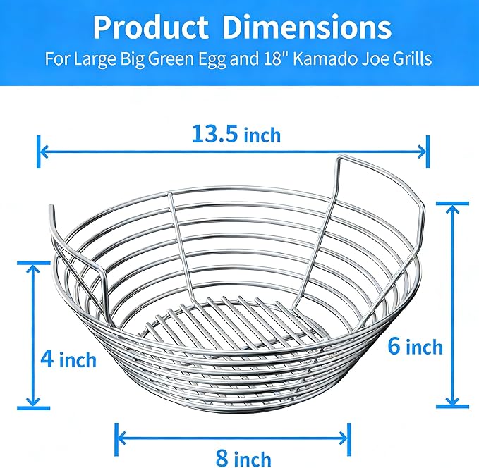 Stainless Steel Charcoal Ash Basket for Big Green Egg, Kamado Joe Grills, Pit Boss, Louisiana