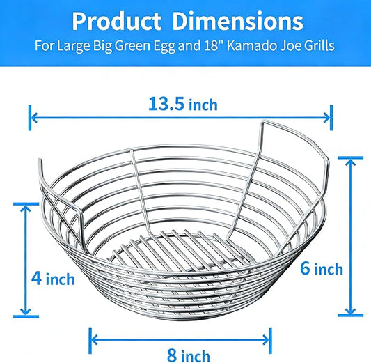 Stainless Steel Charcoal Ash Basket for Big Green Egg, Kamado Joe Grills, Pit Boss, Louisiana