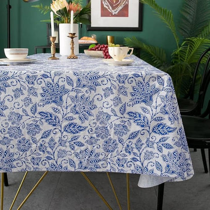 LIBERECOO Heavy Duty Vinyl Tablecloth with Flannel Backing Waterproof Oil-Proof Plastic Table Cloth Stain-Resistant Wipeable Rectangle or Square Table Cover for Indoor and Outdoor 54 x 54 Inch