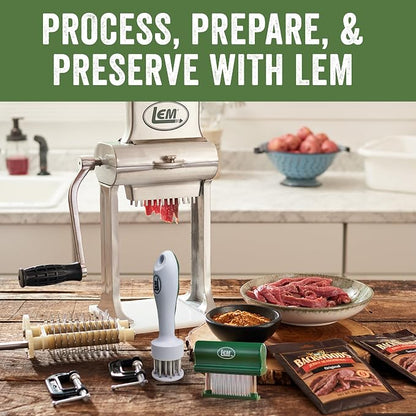 LEM Products Hand Held Tenderizer, 48 Blades, Stainless Steel and Plastic | Manual Meat Tenderizer Tool, Great for Meal and Cooking Prep, Sharp Stainless Steel Points Break Down Tough Sinew and Fibers