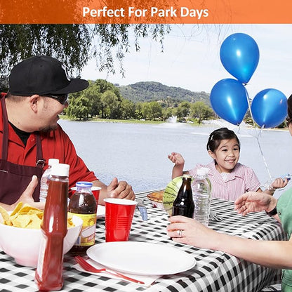 5ft 60" Picnic Table and Bench Cover, 3 Pack, Black-White Checkered | Waterproof Windproof, Elastic Fitted Edges Tablecloth, for Rectangle Table & Seat, Camping Essentials RV Gear