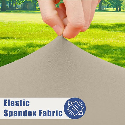 Moosfor Spandex 4 Foot Rectangle Table Cloth, Elastic Fitted Tablecloths for Picnic, Stretch Washable Patio Table Cover for Outdoor, Camping, Banquet and Parties (Taupe, 24"x48")