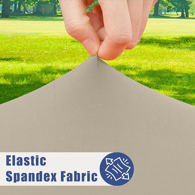 Moosfor 2 Pack Rectangle Spandex Fitted Table Cloth, 8FT Elastic Tablecloth | Washable Picnic Table Cover, Stretch Waterproof Table cloths for Party, Patio, Dining, Kitchen, 30" x 96", Taupe