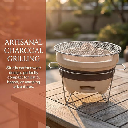 Portable Charcoal Grill For Camping & Backyard, Japanese Pottery Bbq Stove For Picnics, Outdoor Cooking, Compact Barbecue Grill