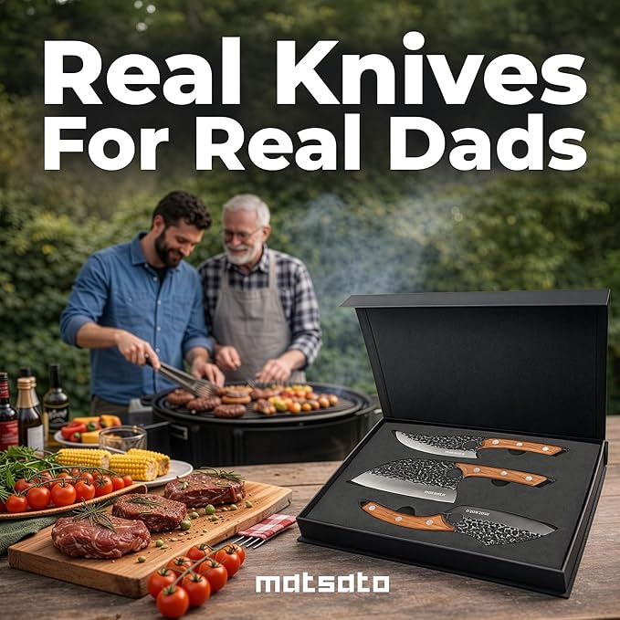 Matsato Knife Set 3-Piece Kitchen Knives, Cooking Chef Knife Set, Cleaver, Kitchen And Chef Cutting and Chopping Knives Sets Juego De Cuchillos Para Cocina
