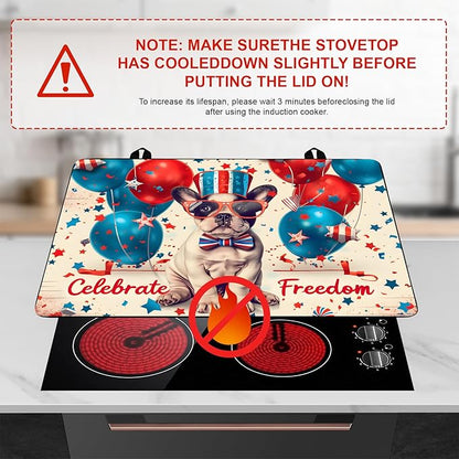 Patriotic Stove Top Cover, Heat Resistant Electric Stove Protector Mat, Large Diatomite Kitchen Counter Mat, Independence Day Decor American Flag Kitchen Accessory (dog, 28x20 Inch)
