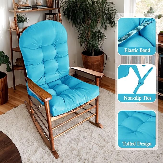 Adirondack Chair Cushion, Outdoor Patio Furniture Seat Pad, Waterproof | Waterproof cover with straps, PP cotton, high back thick seat pad for adirondack rocking chair indoor outdoor porch 44x19x4